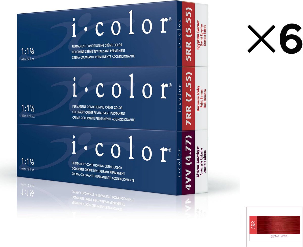 ISO i color Permanent Conditioning Crème Color 60ml 5RR Egyptian Garnet x 6 tubes
