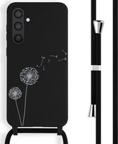 iMoshion Hoesje Geschikt voor Samsung Galaxy S23 FE Hoesje Met Koord - iMoshion Siliconen design hoesje met koord - Zwart / Dandelion Black
