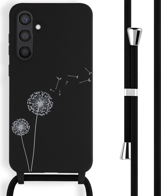 Foto: Imoshion hoesje geschikt voor samsung galaxy s23 fe hoesje met koord imoshion siliconen design hoesje met koord zwart dandelion black