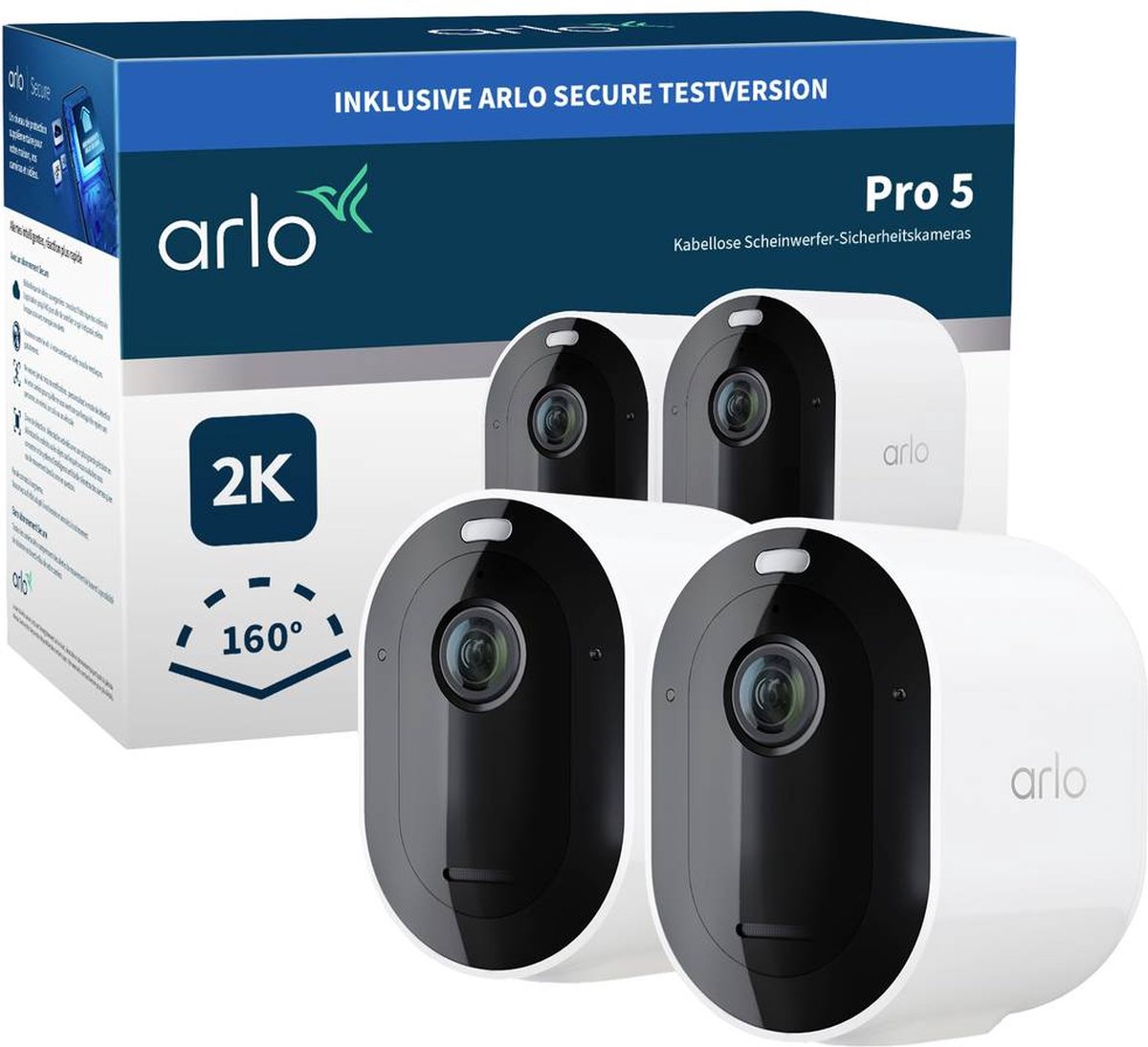 Arlo Pro 5 Camera Surveillance WiFi Exterieure Sans Fil, 160° Vision  Nocturne Couleur Avancée 2K HDR, Sirène, Détection Mouvement, Inclus 30 Jrs  Arlo