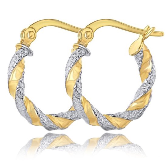 Juwelier Zwartevalk - 14 karaat gouden wokkel oorbellen 12.234-bicolor/17mm--