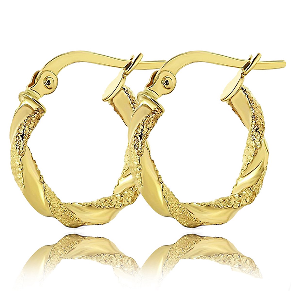 Juwelier Zwartevalk - 14 karaat gouden wokkel oorbellen 12.234/17mm--