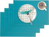 placemats, 4 stuks, 45 x 32,5 cm, polypropyleen, geschikt voor levensmiddelen, afwasbaar, turquoise