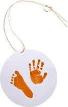 Voet- en handafdrukset voor baby's, kinderen, afdruk, Clean Touch Pads, pootafdrukken voor pasgeborenen, baby's, huisdieren (rond, oranje)