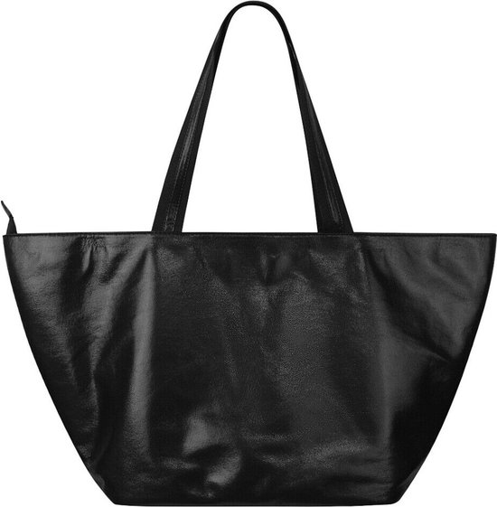Shopper XXL grote tas metallic schoudertas kleur zwart