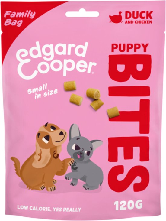10x Edgard & Cooper Puppy Bite S Eend & Kip 120 gr