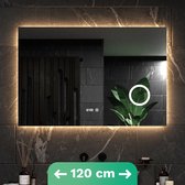 Mirlux Badkamerspiegel met LED Verlichting & Verwarming – Wandspiegel Rond – Anti Condens Douchespiegel - 120x80CM