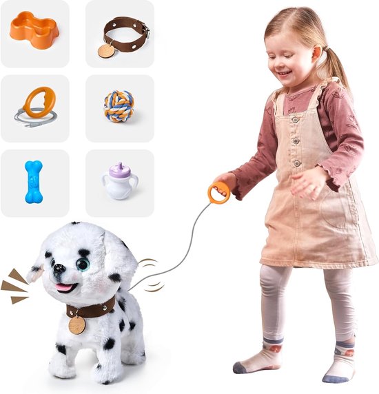 Hondenspeelgoed - Kinderen Pluche Puppy Elektronische Huisdieren - met Afstandsbediening - Speelgoed Hond die Loopt en Blaft - Realistisch Interactief Speelgoed voor Kinderen Meisjes Jongens Cadeau - Merkloos