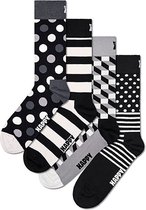 Happy Socks Set Lot de 4 chaussettes Classic noires et White - Taille 36-40
