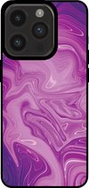 Smartphonica Phone Case pour iPhone 14 Pro avec imprimé marbre - Coque arrière en TPU design marbre - Violet / Back Cover adapté pour Apple iPhone 14 Pro