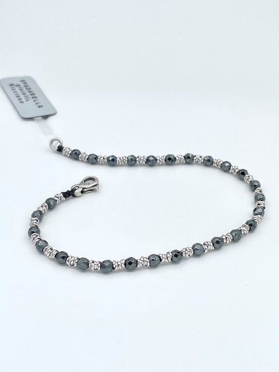 Spadarella Gioielli - SPBR490 - Bracelet - Argent 925 - 3mm - Hématite foncée - 19,5 Cm