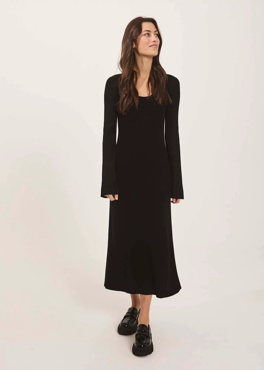 Sherry flared knit dress black - NORR