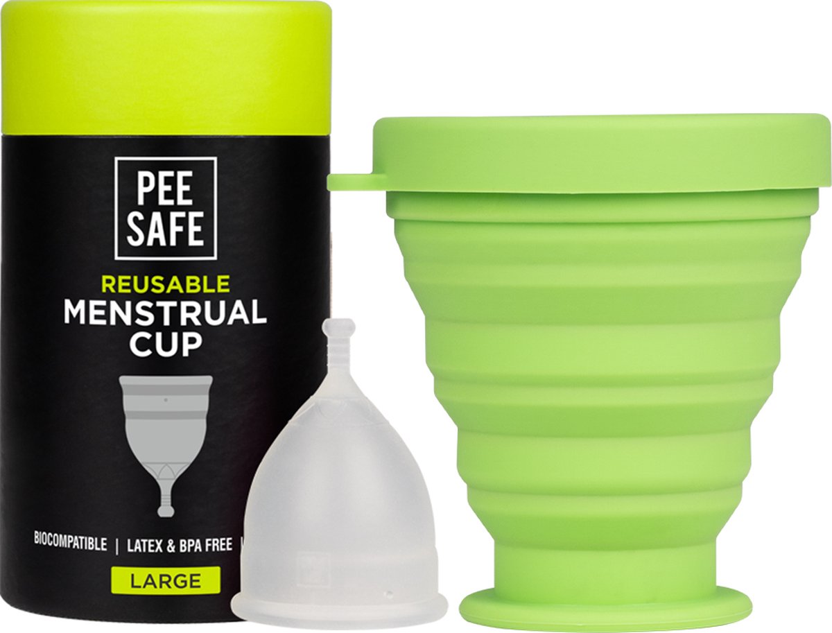 Menstruatiecup Large - Hoge Kwaliteit Herbruikbare Menstruatie Cup met Sterilisator/Houder, Period - Pee Safe