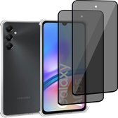 Convient pour Samsung Galaxy A05s - Coque + 2x Protecteur d'écran - Couvercle en Glas trempé + Coque antichoc - Transparent