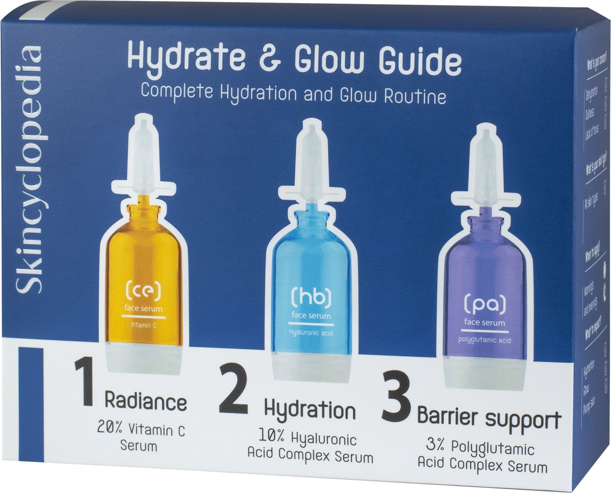Goedkoopste Skincyclopedia Hydrate & Glow Guide – Complete Verzorgingsset voor Een Stralende, Gehydrateerde Huid – Vermindert Pigmentvlekken & Rimpels – Voor Een Jeugdige Glow