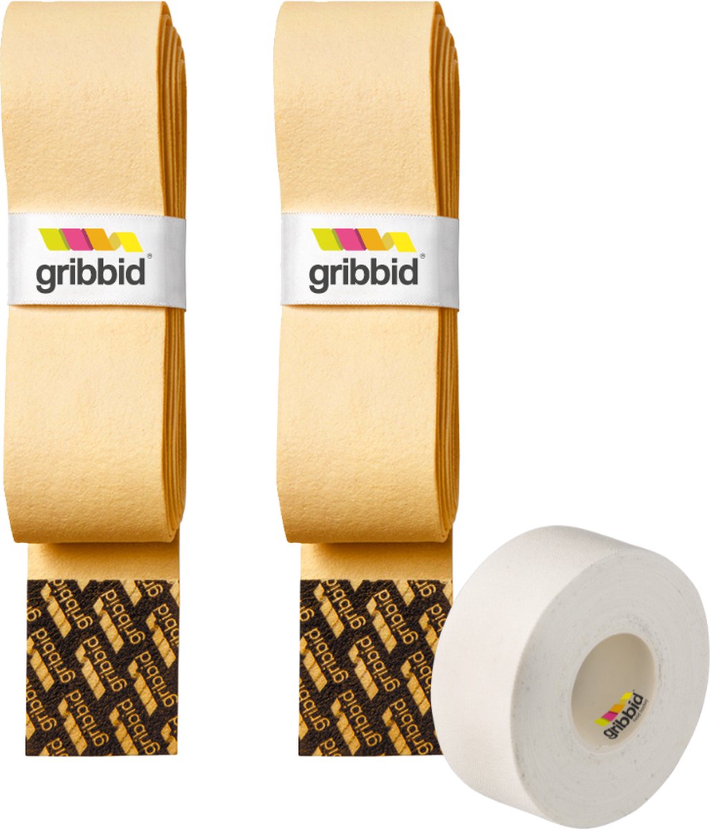 Gribbid Progrip - Hockey Grip - Zeempje - The Original Dutch Chamois - 2Pack Geel & Softtape Wit - Gribbid