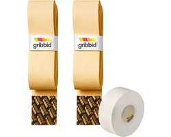 Gribbid Progrip - Hockeystick Grip - Zeemgrip - The Original Dutch Chamois - 2Pack Geel & Softtape Wit