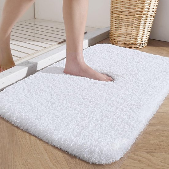 Tapis de salle de bain 50 x 80 cm, tapis de bain extra doux et absorbant, microfibre, tapis de salle de bain antidérapant lavable pour sol de salle de bain, baignoire, salle de douche (blanc)