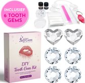 SelfGem® DIY Tooth Gem Kit | White Heart/Diamond | Incl. 6 Tooth Gems | Gebruiksvriendelijk | Hoogwaardig Swarovski | Tand Diamantje Kit | Tand Kristal | Tooth Gems Diamanten