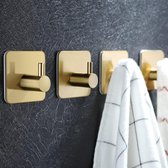 Set de 4 crochets porte-serviettes sans perçage - crochets dorés crochets autocollants salle de bain crochets muraux en acier inoxydable pour salle de bain et cuisine