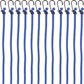 Set van 12 universele bagagespanners met haken, in 88 cm lengte, blauw, extra sterk - spanbanden, spanrubber, expander