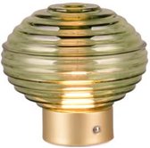 REALITY EARL - Lampe de table - Messing mat - avec 1x SMD 2W - Fonction tactile - Rechargeable - Sans fil - Verre vert