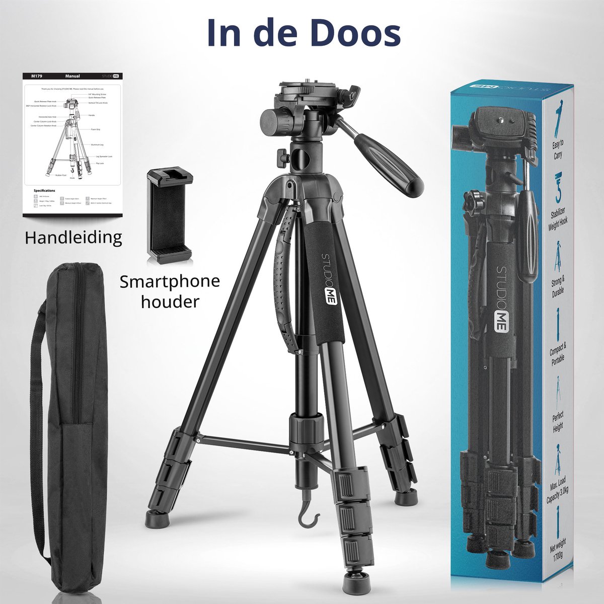Draagbaar statief voor mobiele telefoon, inklapbare