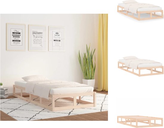 vidaXL Houten Bedframe - Eenpersoons - Massief Grenenhout - 205.5x105.5x28 cm - Bed