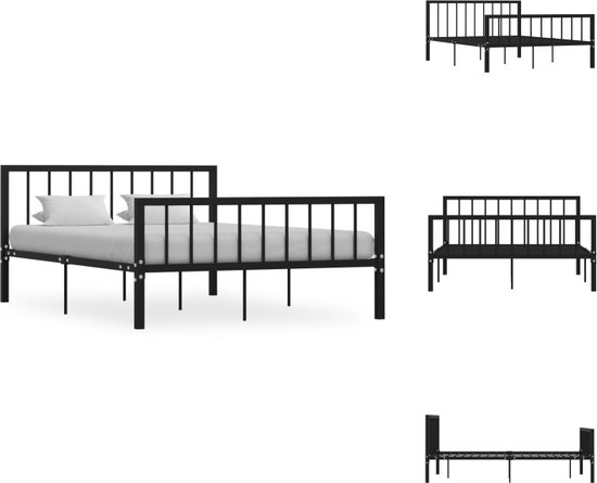 vidaXL Metalen Bedframe - Elegant en Klassiek - Bedframe - Afmetingen- 208 x 146 x 84 cm - Kleur- Zwart - Materiaal- Metaal - Geschikt voor matras 140 x 200 cm - Montage vereist - Bed