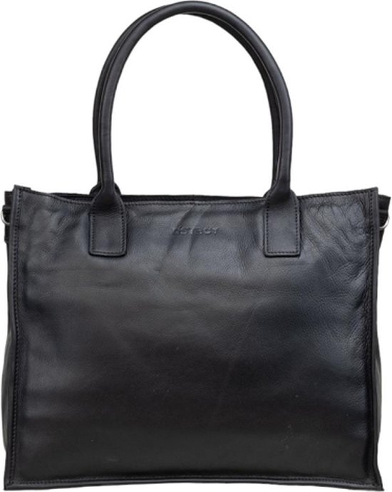 DSTRCT Sac pour ordinateur portable / Sac de travail / Porte-documents Femme - 15 pouces - Cuir - Preston Park - Zwart