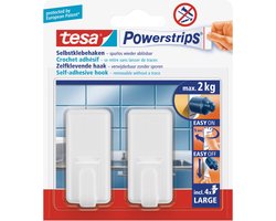 Tesa Powerstrips haken - 4x - large - kunststof - wit - verwijderbaar
