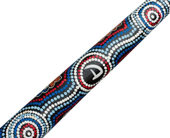 Gedetailleerd zicht op een regenmaker met traditionele Aboriginal-stippelkunst