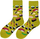 Sushi Sokken met grappig design - Vrolijke Sokken Dames - Funny Socks met Japans Eten - Maat 36/41