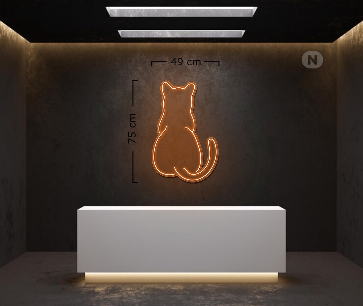 Led Neonbord - Led Neonverlichting - Kat - Oranje - 75cm * 49cm