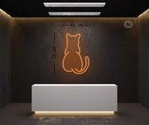 Led Neonbord - Led Neonverlichting - Kat - Oranje - 75cm * 49cm