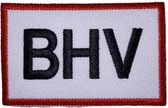 Opstrijk Patch BHV- Rood - Wit - Zwart - BHV Logo - Strijkembleem - 5 x 8 cm