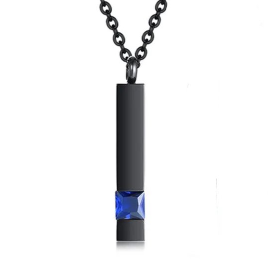 Collier de Zoëies noir avec pierre bleue - pendentif commémoratif - urne