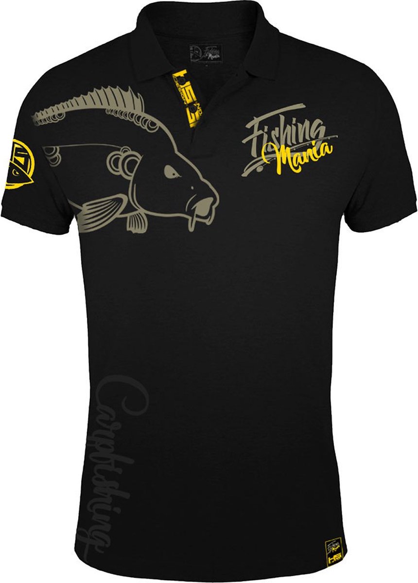 Hotspot Design Fishing Mania Carpfishing Korte Mouw Poloshirt Zwart M Man
