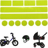 Reflecterende Veiligheids stickers - neon geel - Reflectie tape voor in het verkeer - Maak wandelwagens, koffers, buggy's, skelters, helms, fietsen etc goed zichtbaar in het donker.
