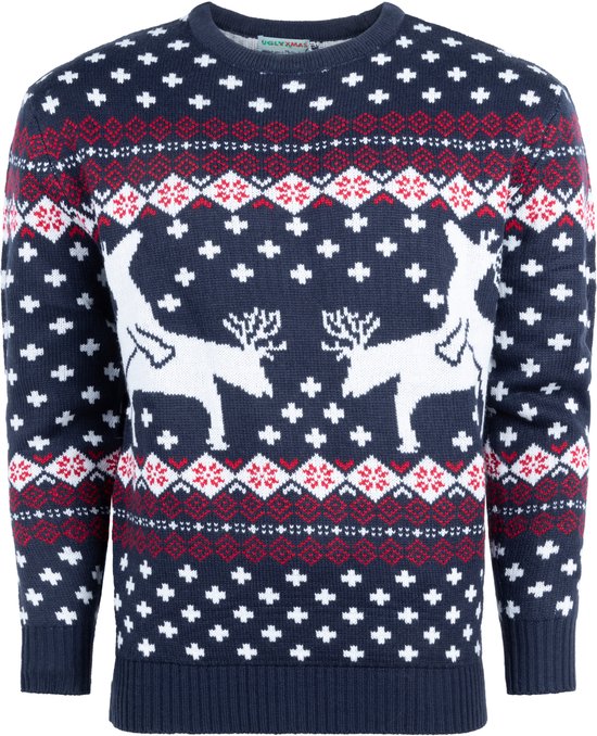 Foute Kersttrui Heren - Christmas Sweater "Rendieren doen een Spelletje" - Mannen Maat XS - Kerstcadeau