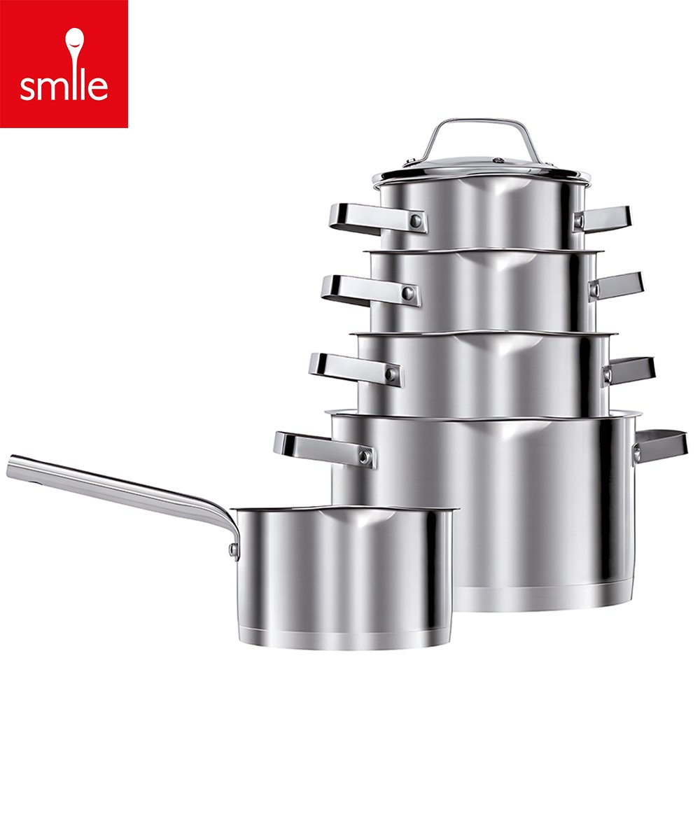 Smile - 10-delige Pannenset - Inductie Pannenset - RVS - Kookpannen - Geschikt voor alle warmtebronnen - MGK-11 - Pannen