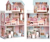Maison de poupée - 61x30x106 cm - bois - avec meubles
