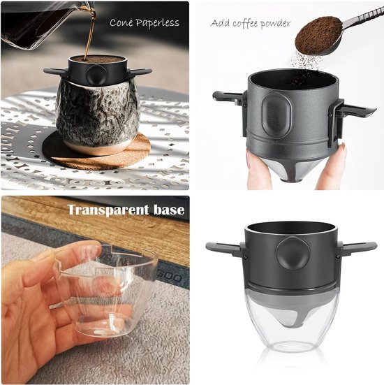 Koffiefilter Voor Het Overgieten Van Koffie, Siliconen Handmatig Koffiefilter Voor Kamperen Reizen Wandelen Thuis En Op Kantoor