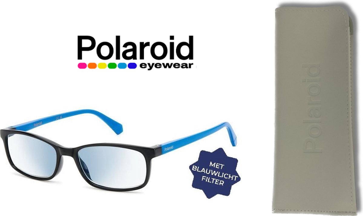 Leesbril Polaroid met blauwlichtfilter PLD0035-Zwart/Blauw -+2.50