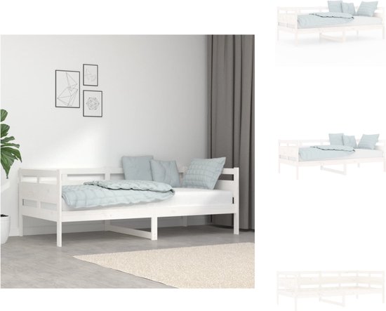 vidaXL Houten Slaapbank - Wit - 193.5 x 96.5 x 66 cm - Massief Grenenhout - Logeerbed en Bank - Montage vereist - Bed