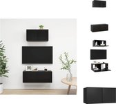 vidaXL Televisiemeubelset - tv-meubel - Wandmontage - 60x30x30 cm - 80x30x30 cm - Zwart - Spaanplaat - Montage vereist - Kast