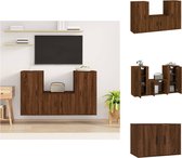 vidaXL TV-meubelset bruineiken - klassiek design - voldoende opbergruimte - wandgemonteerd - Kast