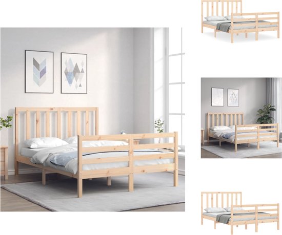 vidaXL Massief grenenhouten Bedframe - 195.5 x 125.5 x 100 cm - Multiplex lattenbodem - Bed