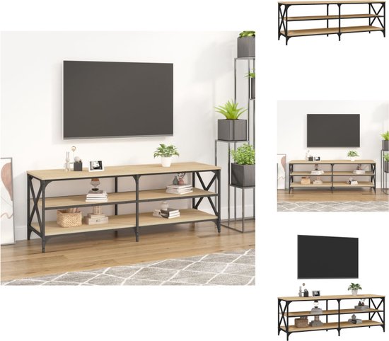 vidaXL Tv-meubel Industrieel - 140 x 40 x 50 cm - Sonoma eiken - Duurzaam hout en ijzer - Kast