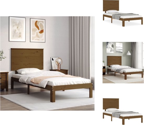 vidaXL Bedframe - Massief grenenhout - 203.5 x 103.5 x 82.5 cm - Multiplex lattenbodem - Bed